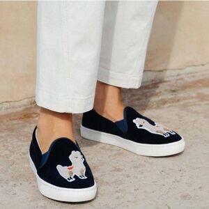 Soludos Velvet Llama Blue Slip On Sneaker Women’s‎ Size 10